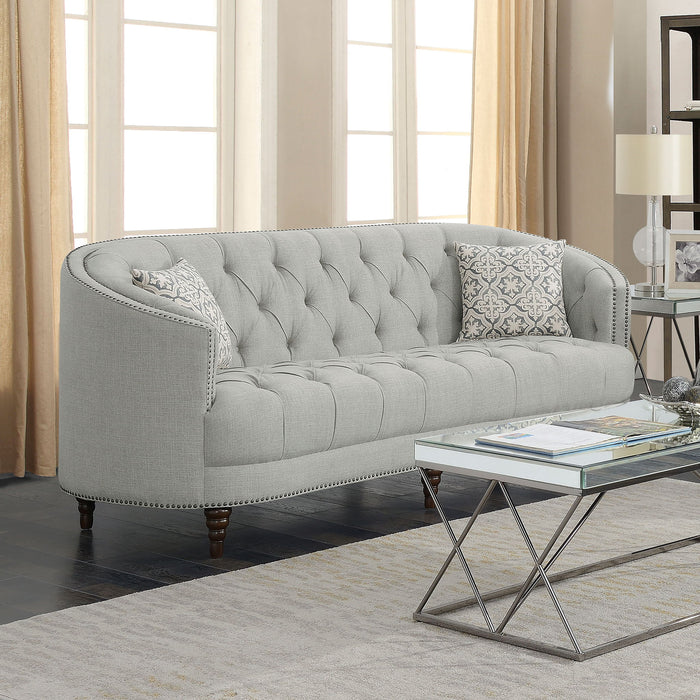 Veronica - Light Sloped Sofa With Tufted Elegant Upholstered Lounge Seating - Light Gray