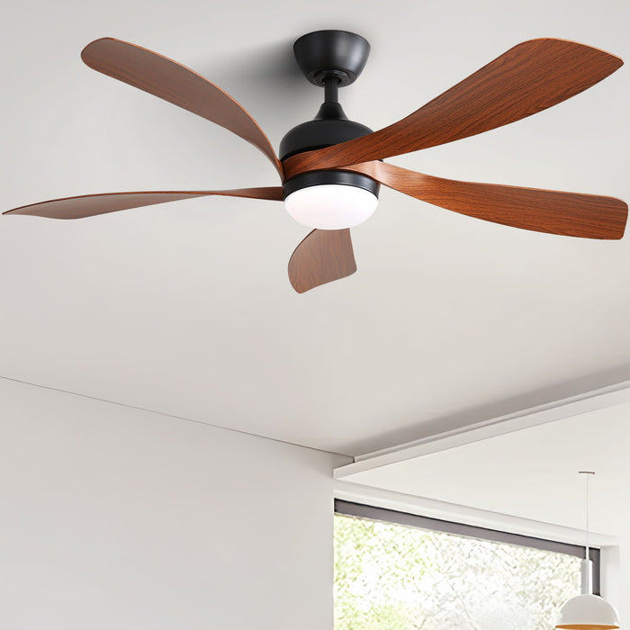 52" Indoor Ceiling Fan With 3 Color Dimmable LED Light Blades, Reversible DC Motor, Remote Control