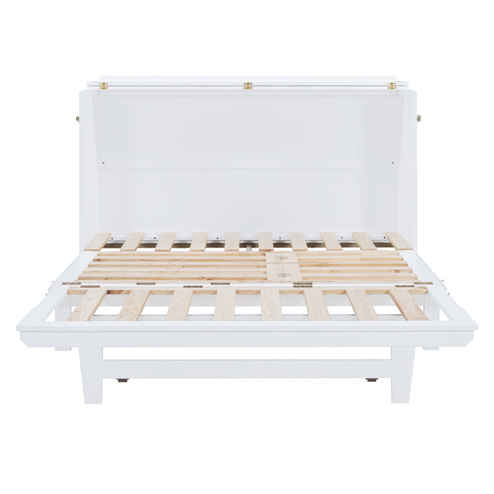 Murphy Bed With Frosted Glass Doors Design, Fake Drawers, Metal Legs