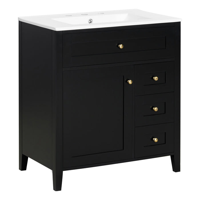 Bathroom Vanity With Sink, 3 Drawers And Adjustable Shelf