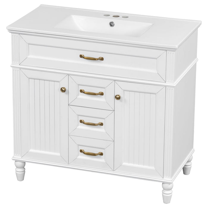 Modern Freestanding Bathroom Vanity With Sink, Cabinet, Soft-Close Drawers, Tip-Out Tray