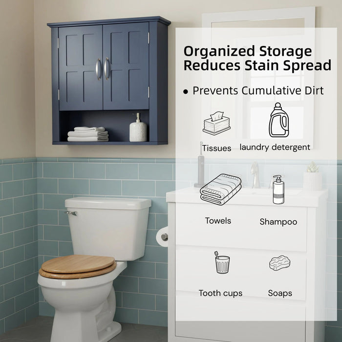 Multi Functional Wall Mounted Cabinet With Adjustable Shelves For Bathroom
