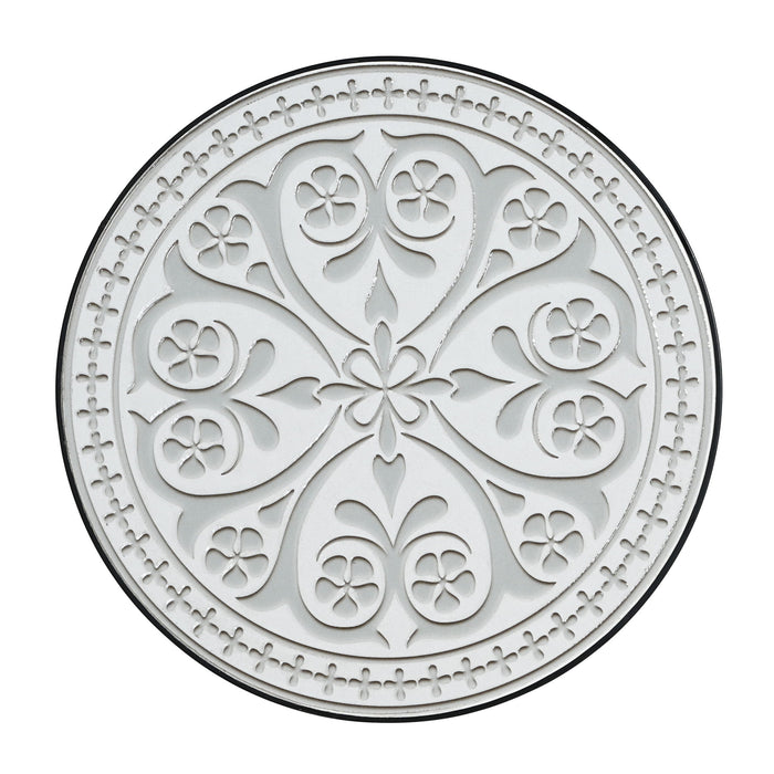 Outdoor Round Side Table With Mosaic Style Top And Curved Iron Legs