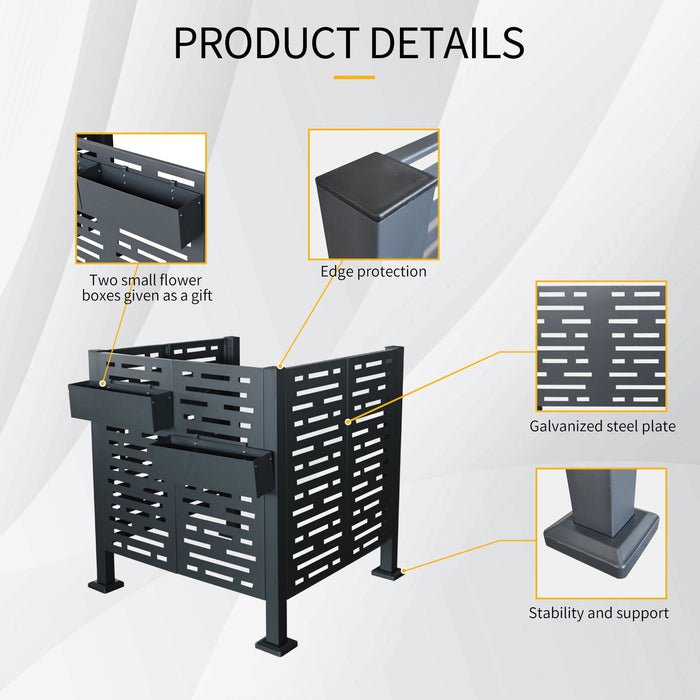 Air Conditioner Fence For Outdoor Units, Metal Privacy Fence Cover, Perfect To Conceal Air Conditioning Units, 3 Fence Panel