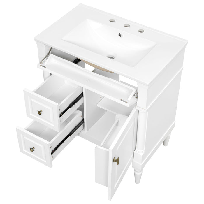 Modern Bathroom Vanity With Sink, Freestanding Cabinet With Flip Drawer & Adjustable Shelf