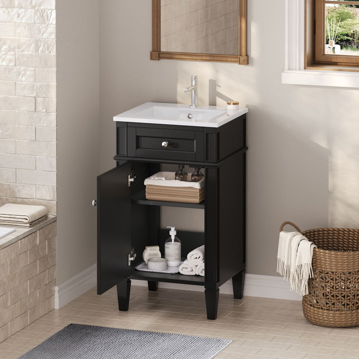 French Style Bathroom Vanity With Sink, Soft-Closing Door, Adjustable Shelf, Rectangular Design