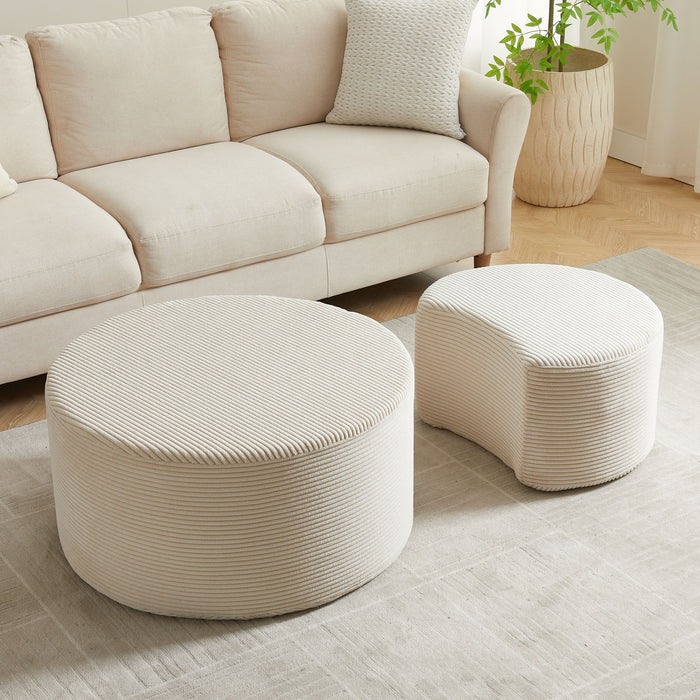 Modern Upholstered Round Coffee Table For Living Room (Set of 2)