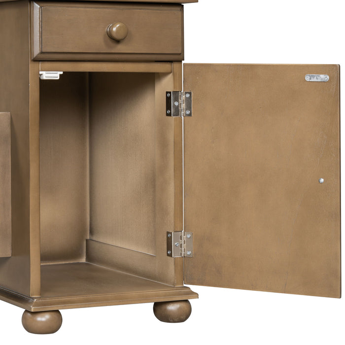 Vintage Flip Top Side Table With USB Ports