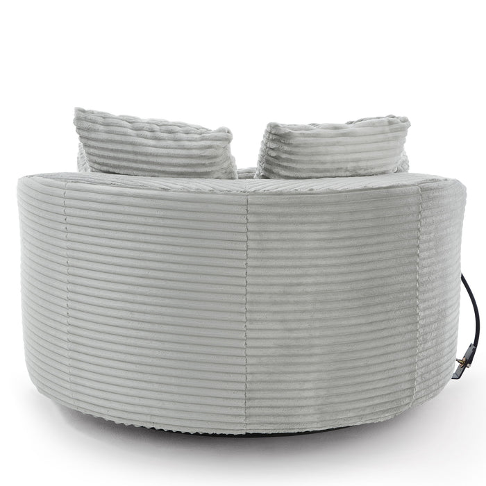 Swivel Accent Barrel Chair With Adjustable Phone Holder, 5 Pillows For Living Room