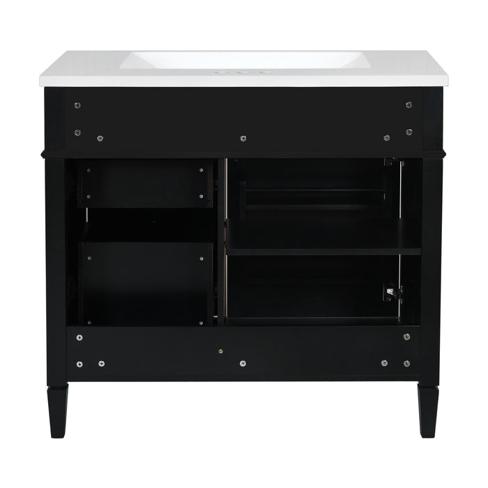 Bathroom Vanity & Top Sink, Modern Bathroom Storage Cabinet With 2 Drawers And A Tip-Out Drawer