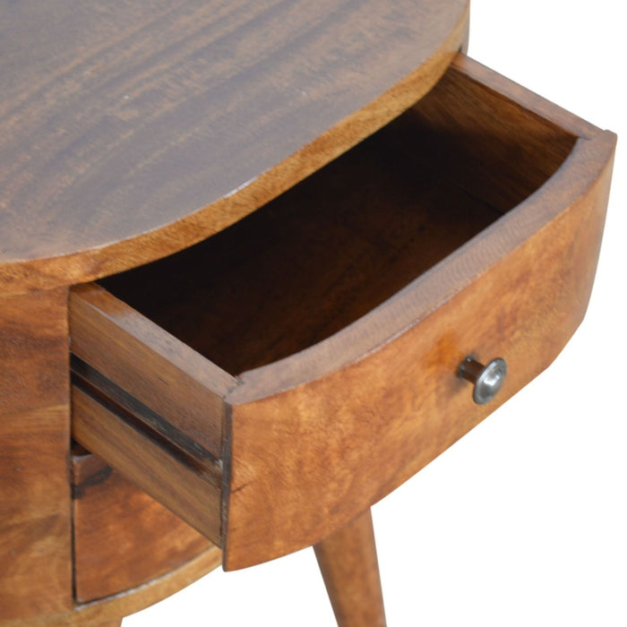 Rounded Bedside Table - Chestnut
