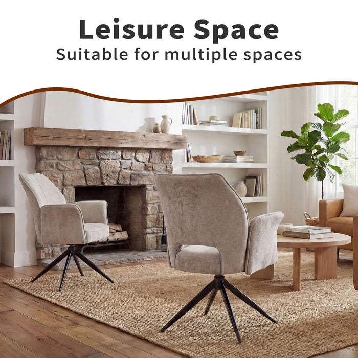 Dining Chair With Soft Cushion And 360° Rotation, Comfortable Armrest For Kitchen (Set of 2) - Gray