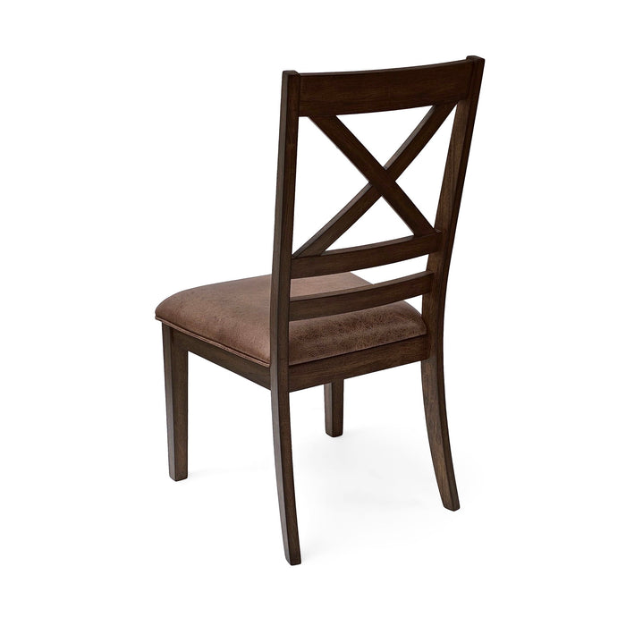 Country Style Dining Chairs (Set of 2) With Cross Back Design - Brown