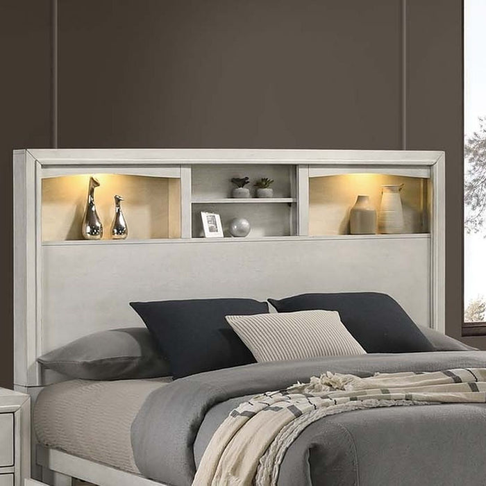 Bed With Built In LED Lights And Open Shelves