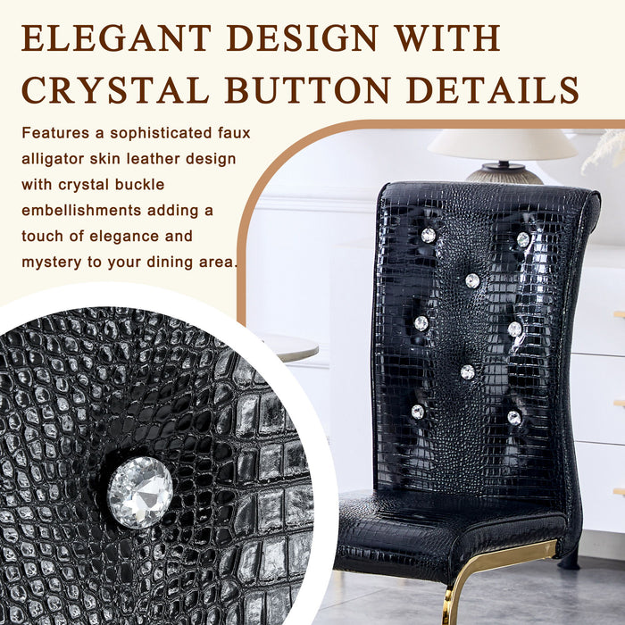 Elegant Design Alligator Skin Upholstered Dining Chairs