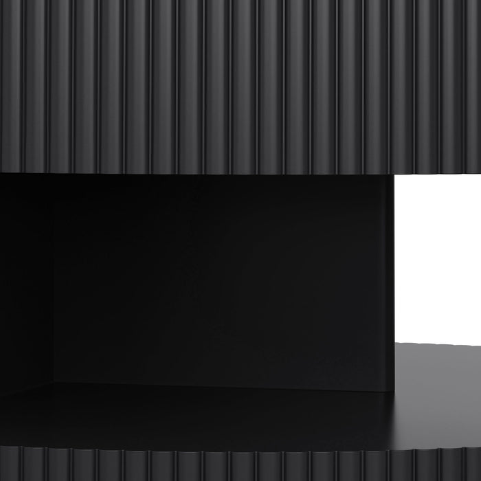 Round Coffee Table With Storage, Vertical Stripe Design