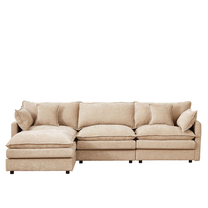 L Shaped Modular Sectional Sofa With Movable Ottoman, 3 Seater Comfortable Seating
