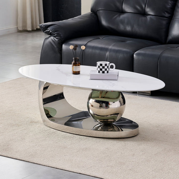 Oval Coffee Table With Geometric Precision