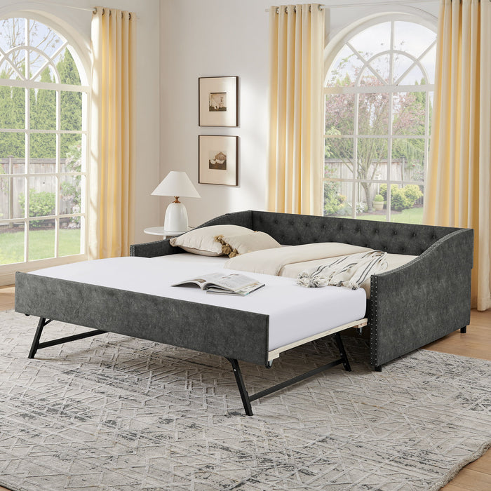 Upholstered Daybed With USB Charging & Pull Out Bed