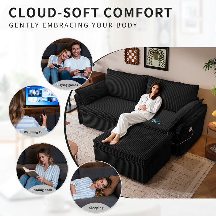 2 In 1 Convertible Sofa Bed, Multi Functional Living Room Furniture