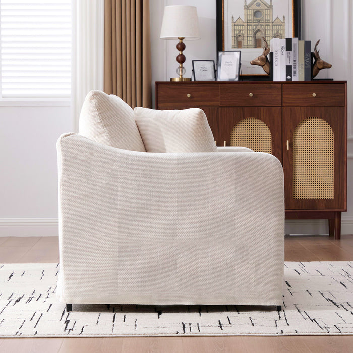 Farmhouse Accent Chair With 2 Bolster Pillows