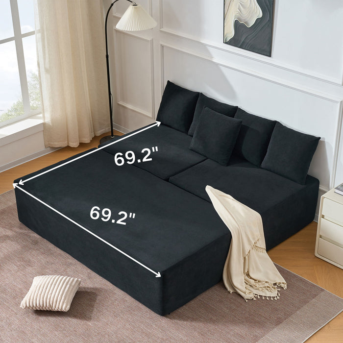 Modular L-Shaped Sectional Sofa With Deep Seat, Movable Chaise & 5 Pillows