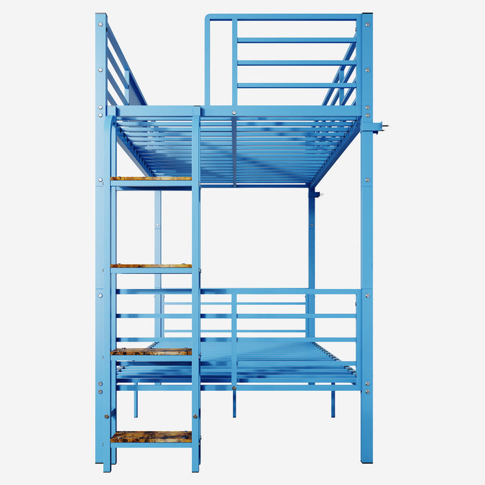 Bunk Bed, Convertible To 2 Separate Twin Size Beds With Full Length Guardrail & Ladder, No Box Spring Needed - Blue