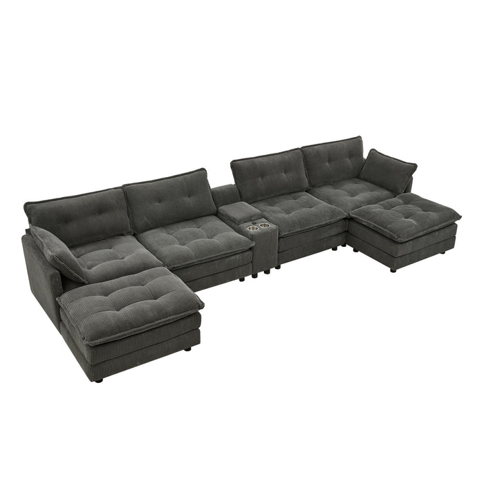 Oversized Modular Sectional Sofa With Multi Functional Console