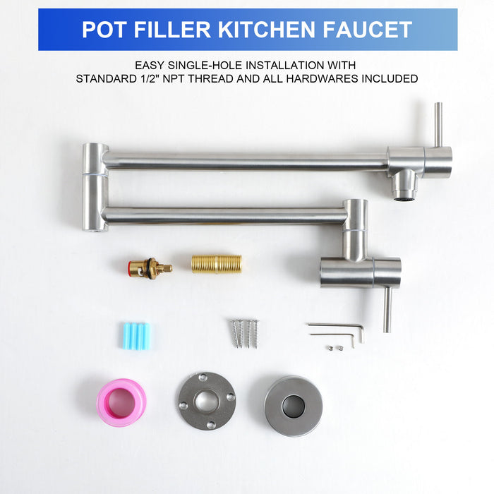 Modern Design Pot Filler Faucet Wall Mount Kitchen Sink, Folding Stretchable