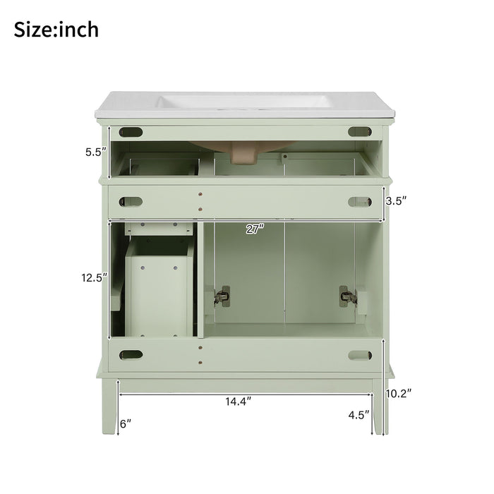 Modern Bathroom Vanity With Ceramic Sink, Soft Close Storage Cabinet