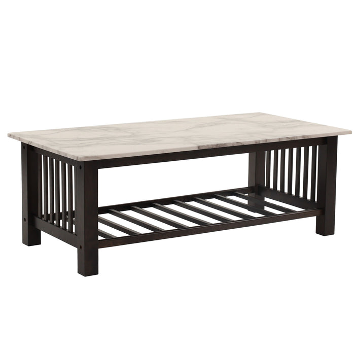 3 Piece Occasional Table Set, 1 Coffee Table And 2 End Tables, Open Storage Design - Walnut