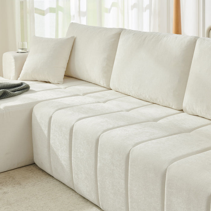 L - Shaped Sectional Sofa With Cup Holders & Side Pockets