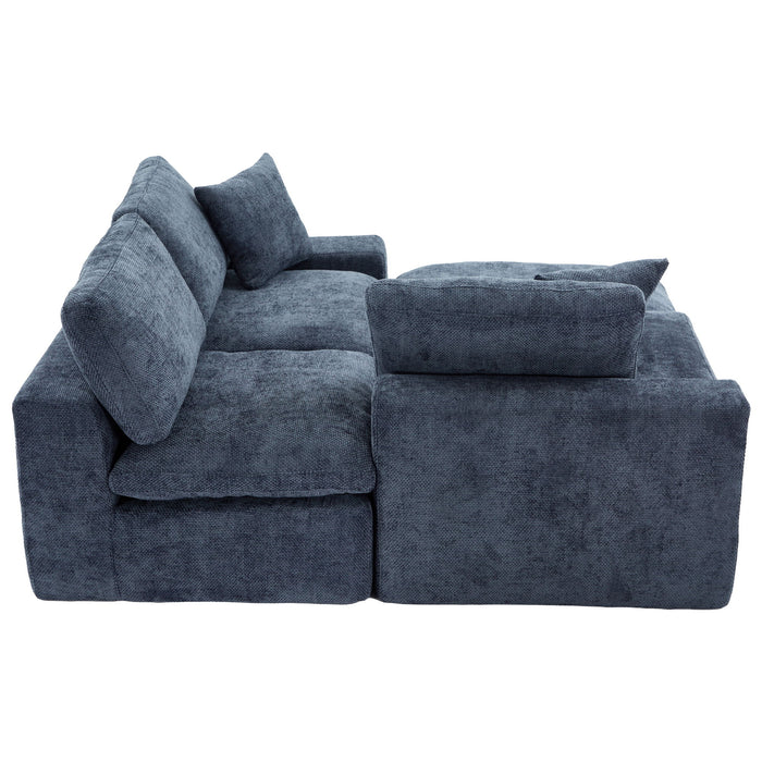 Cloud Sectional Sofa With Double Layer Cushion And Side Pockets, Free-Combined