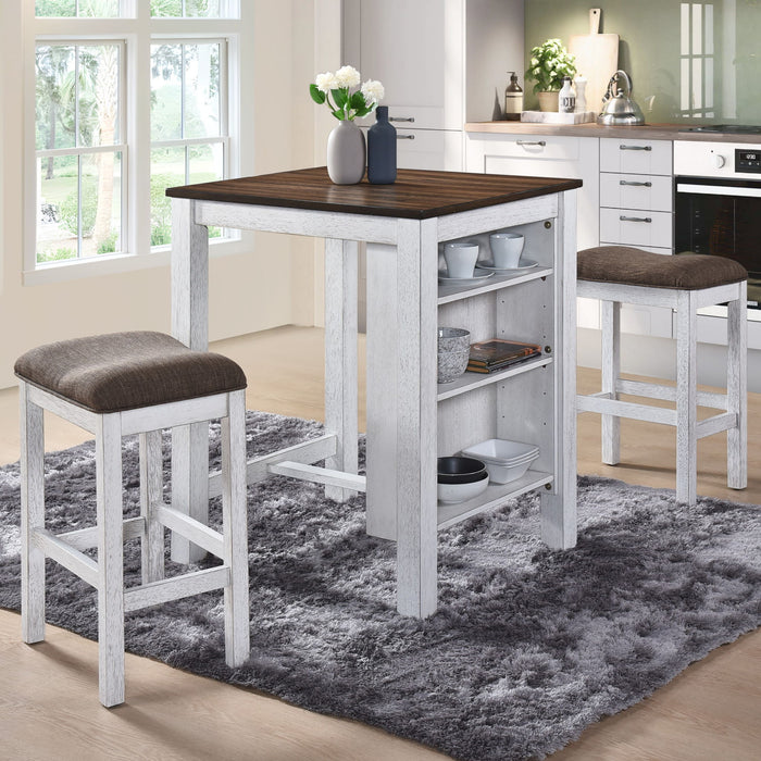 3 Pieces Counter Set Storage Space For Small Space Modern Farmhouse Design Retro Design Easy To Assembly - Antique Dark Oak / Antique White