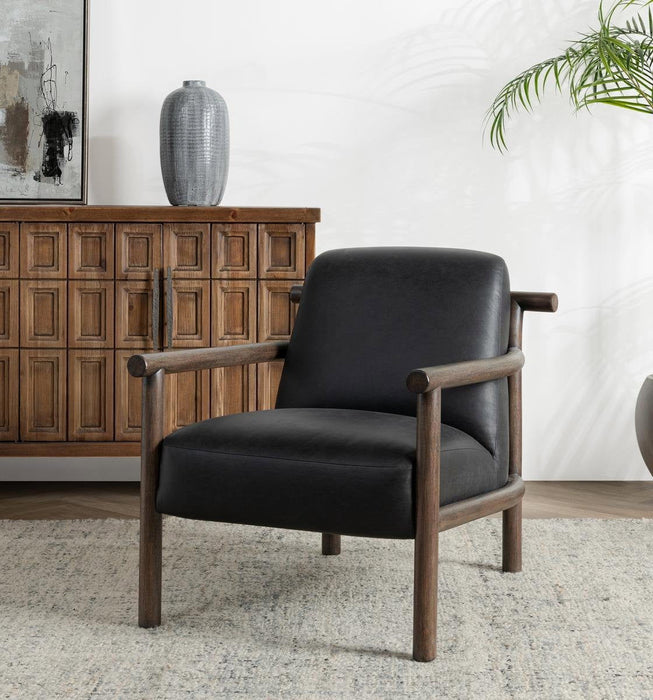 Azoria - Leather Accent Chair - Black