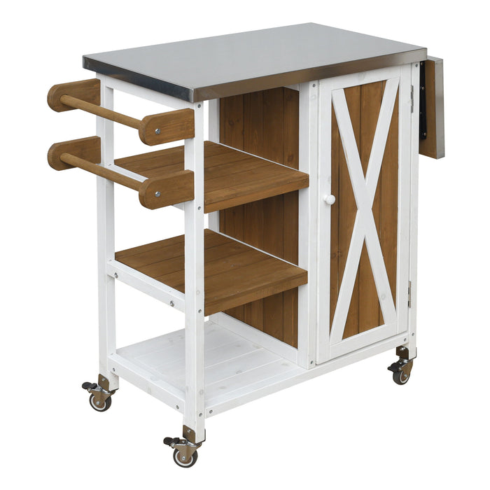 Foldable Outdoor Kitchen Island With Storage Cabinet