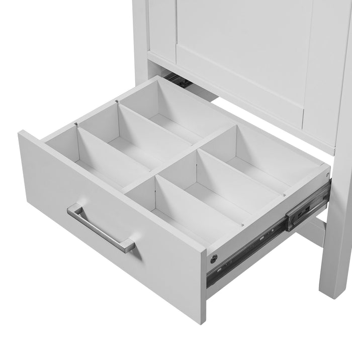 Bathroom Vanity With Ceramic Sink, Soft Close Drawers, Door Organizer, Divider Drawer, Adjustable Foot Pads