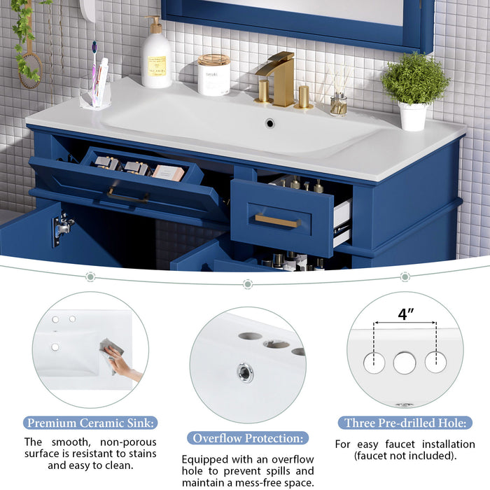 Modern Bathroom Vanity With Ceramic Sink, Soft Close Storage Cabinet