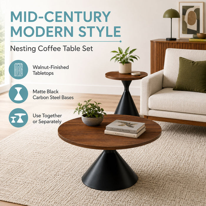 2 Piece Coffee Round Table Set