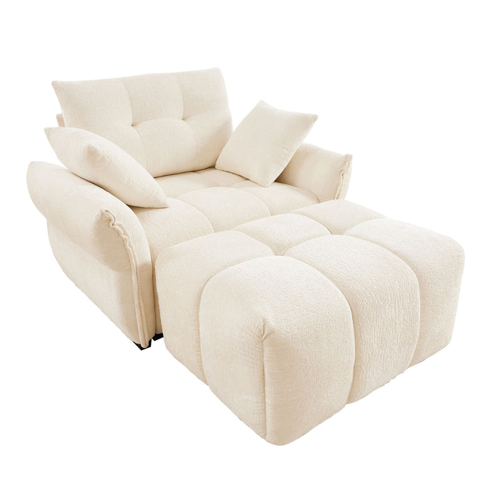 Ergonomic Single Seater Sofa With Ottoman, High Resilience Support Cushions