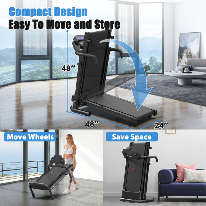 2.5Hp Portable Treadmill With Handles, App Control & LED Display - Black