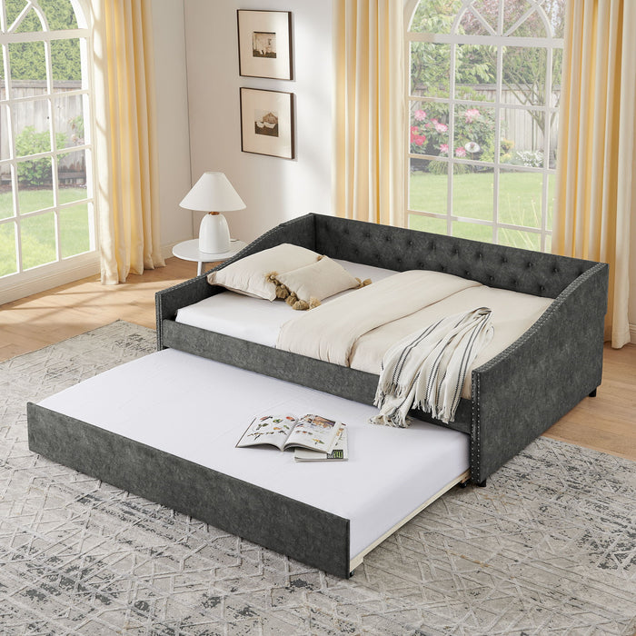 Upholstered Daybed With USB Charging & Pull Out Bed