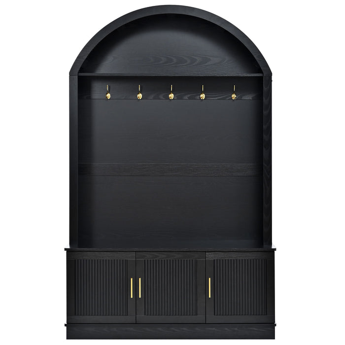 Arched Top Hall Tree With 5 Hooks