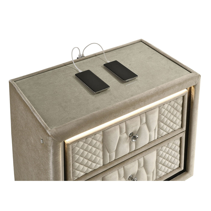Mika - 2 Drawer LED Nightstand With USB