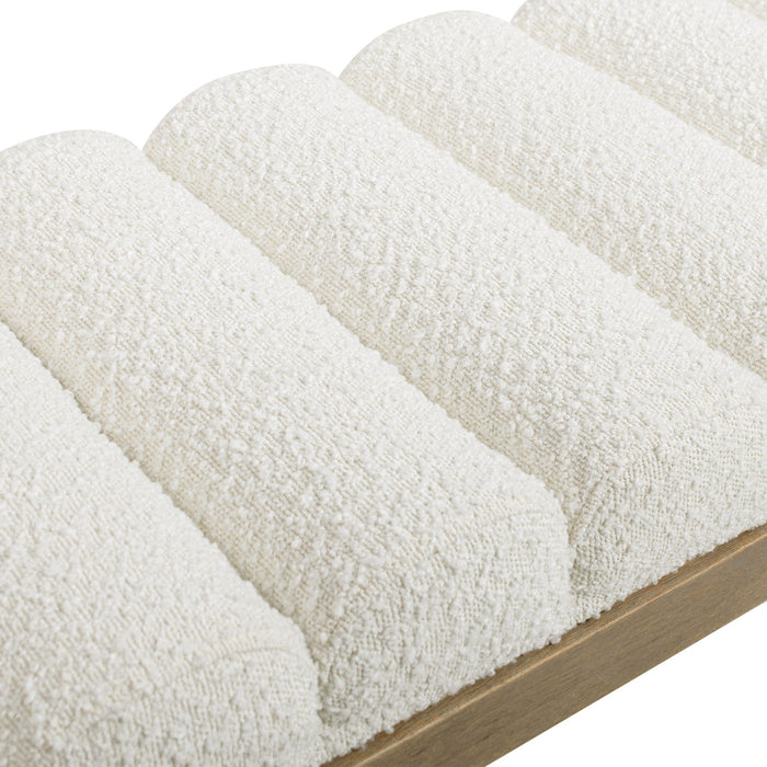 Bella - Upholstered Modern Accent Bench - Ivory White