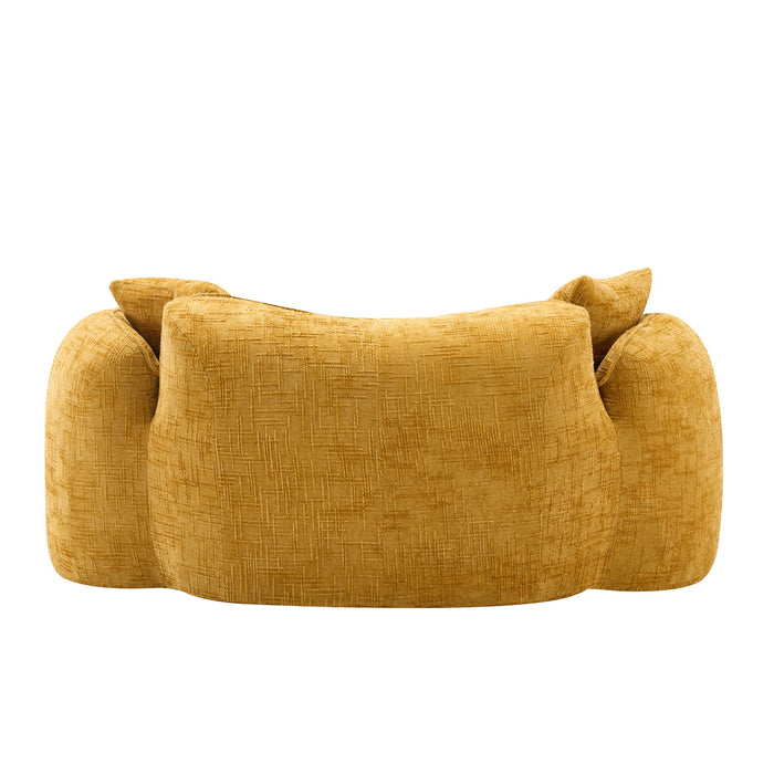 Curved 2 Person Compress Sofa With Armrests, Includes Pillows