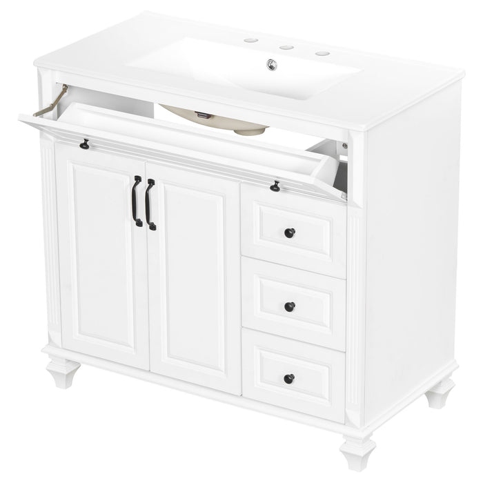 Modern Bathroom Vanity With Sink, 3 Drawers & 2 Doors