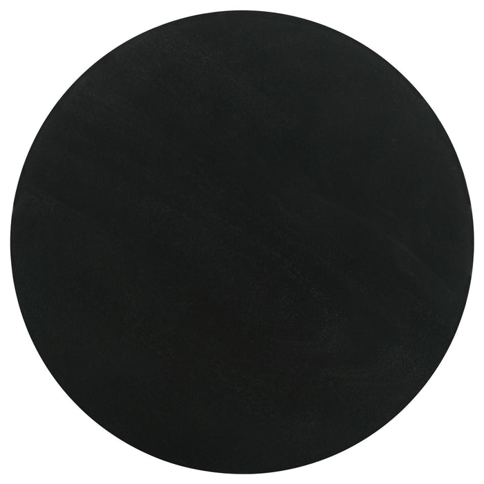 Stain Pedestal Accent Table Elegant Design With Round Top - Black