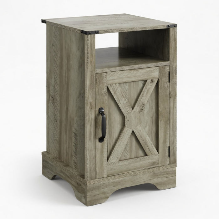 Farmhouse Nightstand, Charging Station & Storage