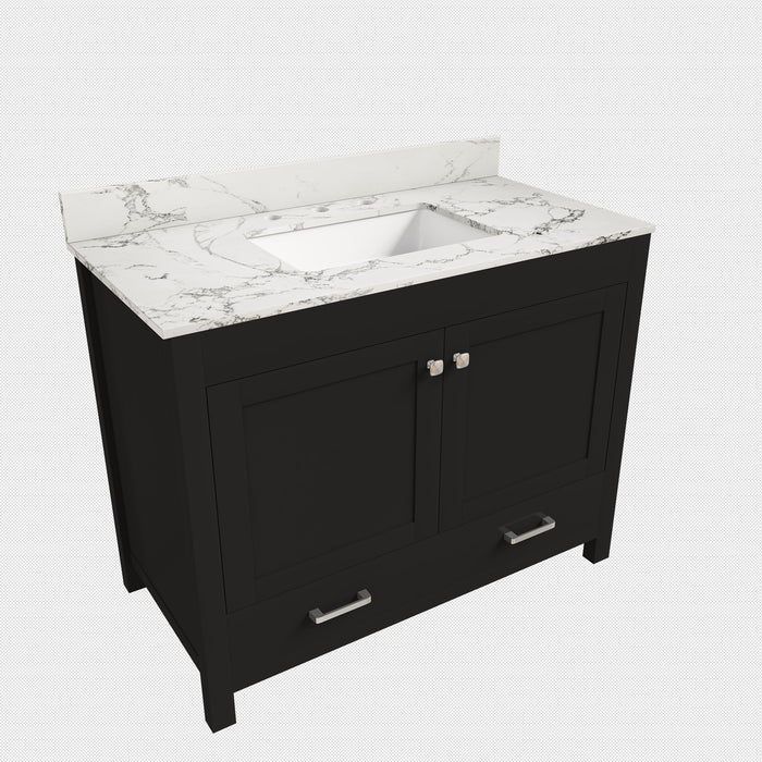Bathroom Vanity Set, Soft Close Doors, 3 Faucet Holes, Sink Included - Black